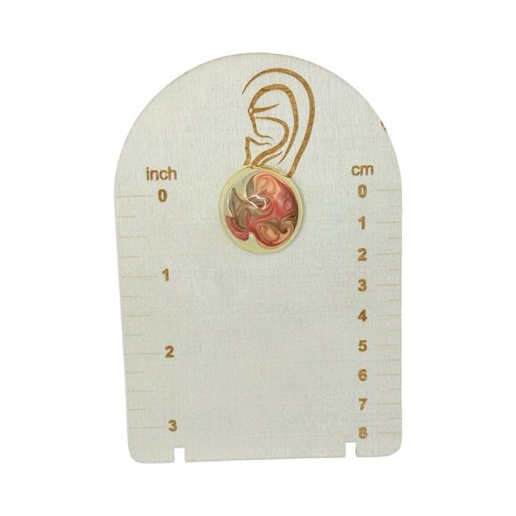 Don Lin Pink & Gold Swirl Large Statement Earrings 1 1/8" 80s Signed Buttons - Picture 11 of 11